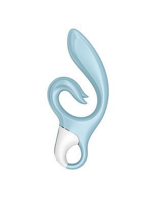 Вібратор-кролик Satisfyer Love Me Blue, гнучкий, відросток з потрійним кінчиком