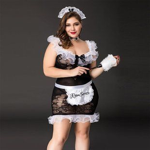 Костюм горничной JSY &laquo;Послушная Эльма&raquo; Plus Size Black, платье, передник, головной убор горничной
