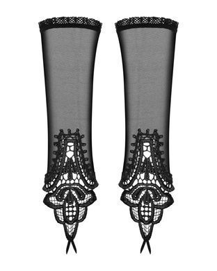 Сітчасті мітенки з мереживом Obsessive Luiza mittens One size, чорні