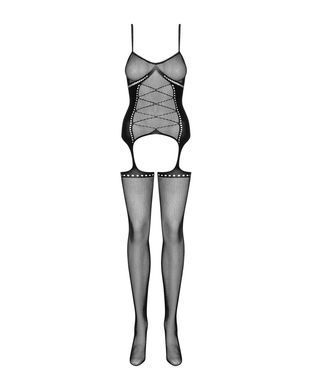 Бодистокинг Obsessive Bodystocking G314 S/M/L, имитация корсета и корсетной шнуровки