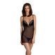 Сорочка Passion DELIENA CHEMISE L/XL black, стринги с заниженной талией