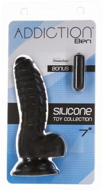 Фаллоимитатор ADDICTION Ben 7" Dildo With Balls Black, вибропуля в подарок