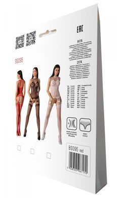 Бодистокинг с множеством бретелей Passion BS095 One Size, red, имитация пояса и чулок, с доступом