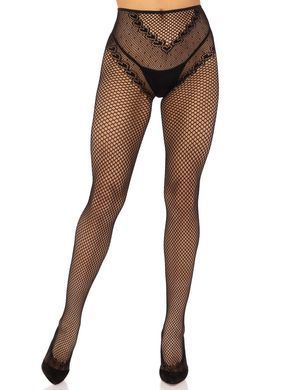 Стрип-колготки Leg Avenue Crotchless Net Tights with Heart Backseam, One Size, черные, с доступом