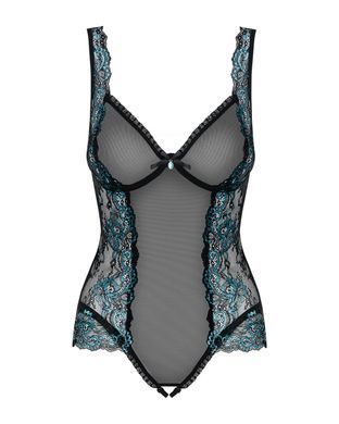 (SALE) Сітчасте боді на кісточках Obsessive Amanta teddy S/M, чорне, з доступом