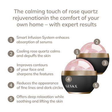 Кульковий масажер з рожевим кварцом GESKE SmartAppGuided Rose Quartz Depuffing Sphere 7in1 gray