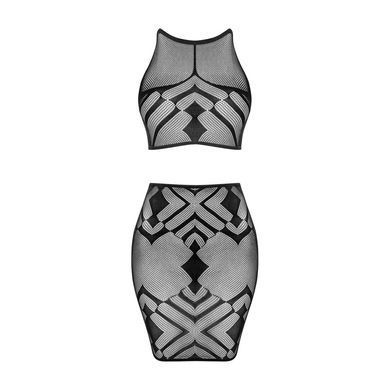 (SALE) Еротичний напівпрозорий комплект Obsessive K101 top & skirt S/M/L, топ, спідниця