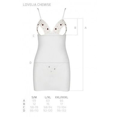 Сорочка з вирізами на грудях, стрінги Passion LOVELIA CHEMISE L/XL, white