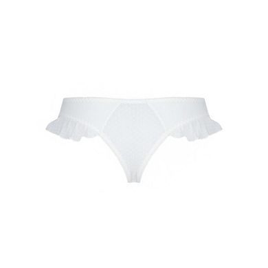 Трусики в горошек, с рюшами и шнуровкой Passion FATIN THONG L/XL, white