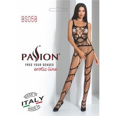 Бодистокинг Passion BS058 black, комбинезон, очень воздушный