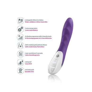 Мощный вибратор Mystim Sassy Simon Purple с двумя моторами и стимулирующим рельефом