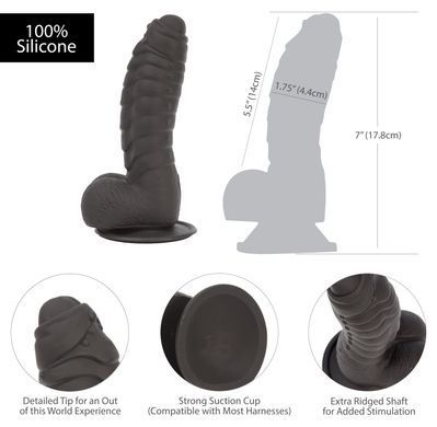Фаллоимитатор ADDICTION Ben 7" Dildo With Balls Black, вибропуля в подарок