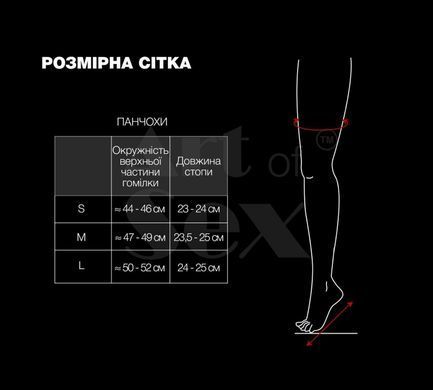 Чулки в мелкую сетку с лакированной коронкой Art of Sex - Rose, цвет черный, L