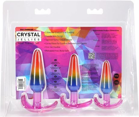 Набор анальных пробок Doc Johnson Crystal Jellies - Anal Trainer Set - Rainbow