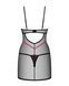 Пеньюар Obsessive Novenes chemise & thong, M/L, облегающий, прозрачный, со стрепами, стринги в компл