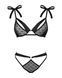 (SALE) Полупрозрачный эротический комплект Obsessive Obsessivia 2pcs set black L/XL, бюстгальтер и трусики,