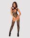 (SALE) Ажурний бодістокінг з отворами Obsessive Bodystocking G327 black S/M/L, чорний, комбінезон, з доступ