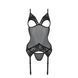 Корсет із підв&rsquo;язками та ажурним ліфом Passion CHRISTA CORSET L/XL, black, стрінги в комплекті
