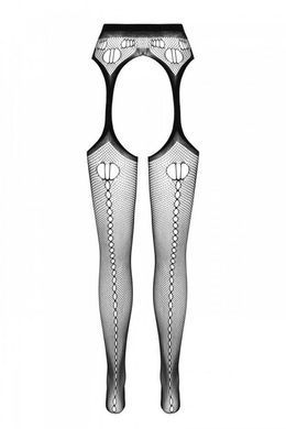 Эротические колготки-бодистокинг Passion ECO S008 black, с имитацией чулок и пояса