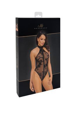 Боди Noir Handmade F314 Ego, XXL, black, сетка, халтер, высокие вырезы,молния по всей длине