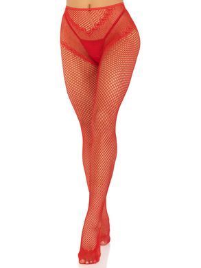 Панчохи Leg Avenue Crotchless Net Tights with Heart Backseam Red One Size