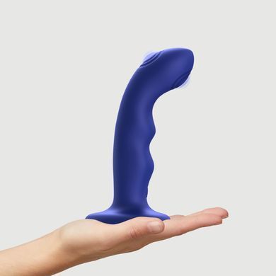 Насадка для страпона с двойной точечной пульсацией Strap-On-Me TAPPING DILDO WAVE &ndash; NIGHT BLUE, М