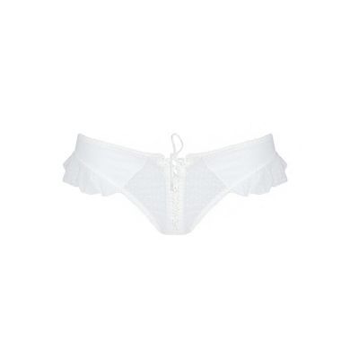Трусики в горошек, с рюшами и шнуровкой Passion FATIN THONG S/M, white