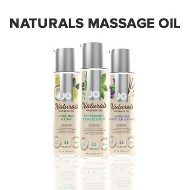 Массажное масло JO Naturals Massage Oil Peppermint & Eucalyptus с эфирными маслами (120 мл)