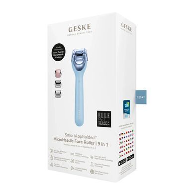 Електронний ролер для обличчя з мікроголками GESKE MicroNeedle Face Roller 9в1 aquamarine