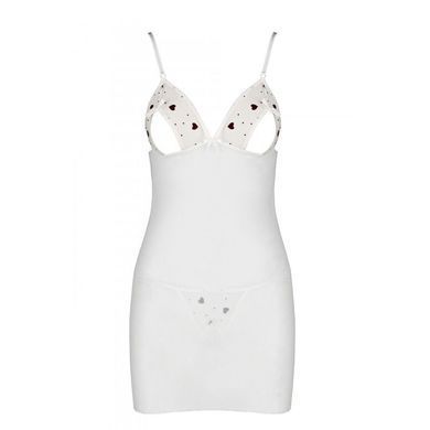 Сорочка с вырезами на груди, стринги Passion LOVELIA CHEMISE S/M, white