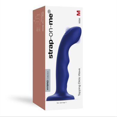 Насадка для страпона с двойной точечной пульсацией Strap-On-Me TAPPING DILDO WAVE &ndash; NIGHT BLUE, М