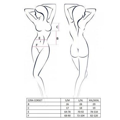 Корсет с декольте Passion ERZA CORSET S/M, black, пажи, трусики, полупрозрачный