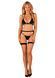 Комплект белья Obsessive Selinne 3-pcs set M/L Black, бюстгальтер, стринги пояс для чулок