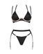 Комплект белья Obsessive Selinne 3-pcs set M/L Black, бюстгальтер, стринги пояс для чулок