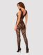 Сітчастий бодістокінг з вирізами та малюнком Obsessive Bodystocking G328 S/M/L, чорний, комбінезон
