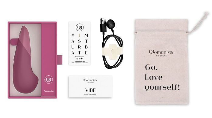 Мини-вибратор Womanizer Vibe Dusky Pink, 3 авторежима + 10 уровней интенсивности