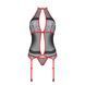 Корсет с пажами Passion SATARA CORSET L/XL red, стринги, кружево, застежки спереди и сзади