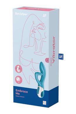Вибратор кролик с тройным отростком Satisfyer Embrace me Turquoise, 2 мотора, диаметр 3,6 см