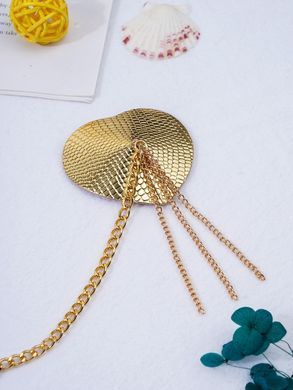 Пестис-сердечки с кисточками и чокером JSY Nipple Sticker RT236114 Golden
