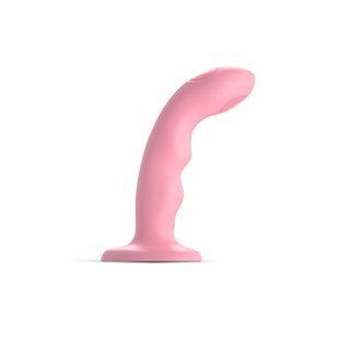 Насадка для страпона с двойной точечной пульсацией Strap-On-Me TAPPING DILDO WAVE &ndash; CORAL PINK, М