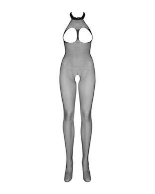 Бодистокинг из мелкой сетки с открытой грудью и доступом Obsessive Bodystocking N101 S/M/L
