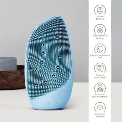 Очищувальна щітка для обличчя GESKE Sonic Thermo Facial Brush&Face-Lifter 8в1 aquamarine