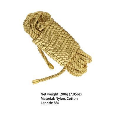 Веревка для шибари LOCKINK SEVANDA Shibari Pratice Rope, золотистая, 8 м, нейлон+хлопок