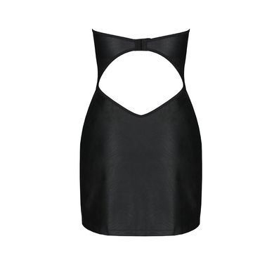 Мини-платье из экокожи Passion CELINE CHEMISE black L/XL, шнуровка, трусики в комплекте