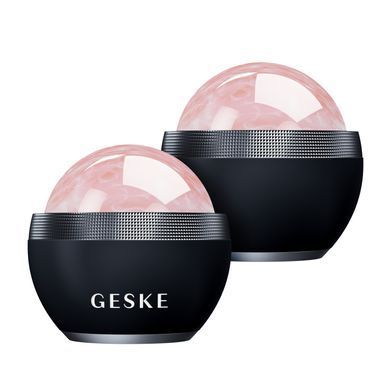 Кульковий масажер з рожевим кварцом GESKE SmartAppGuided Rose Quartz Depuffing Sphere 7in1 black