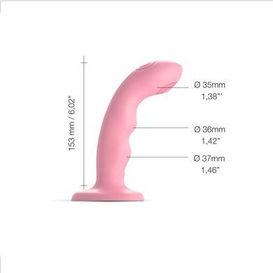 Насадка для страпона с двойной точечной пульсацией Strap-On-Me TAPPING DILDO WAVE &ndash; CORAL PINK, М