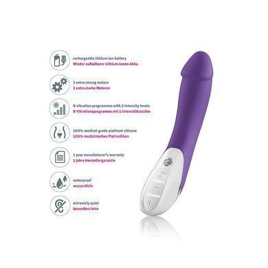 Мощный вибратор Mystim Terrific Truman Purple с двумя моторами и выраженной головкой