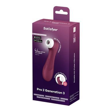 Вакуумный клиторальный стимулятор Satisfyer Pro 2 Generation 3 with Liquid Air Connect App Wine Red
