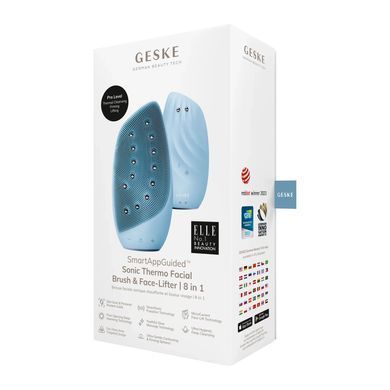Очищувальна щітка для обличчя GESKE Sonic Thermo Facial Brush&Face-Lifter 8в1 aquamarine