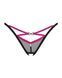 Трусики-стринги Obsessive Novenes crotchless thong, XS/S, сетка, стрепы, украшение со стразами